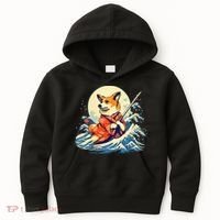 Funny Corgi Dog Japanese Grand Wave Ukiyoe Art Samurai Ninja Kids Hoodie thumb 0