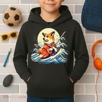 Funny Corgi Dog Japanese Grand Wave Ukiyoe Art Samurai Ninja Kids Hoodie thumb 2