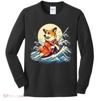 Funny Corgi Dog Japanese Grand Wave Ukiyoe Art Samurai Ninja Kids Long Sleeve Shirt thumb 0