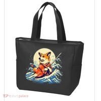 Funny Corgi Dog Japanese Grand Wave Ukiyoe Art Samurai Ninja Tote Bag thumb 3