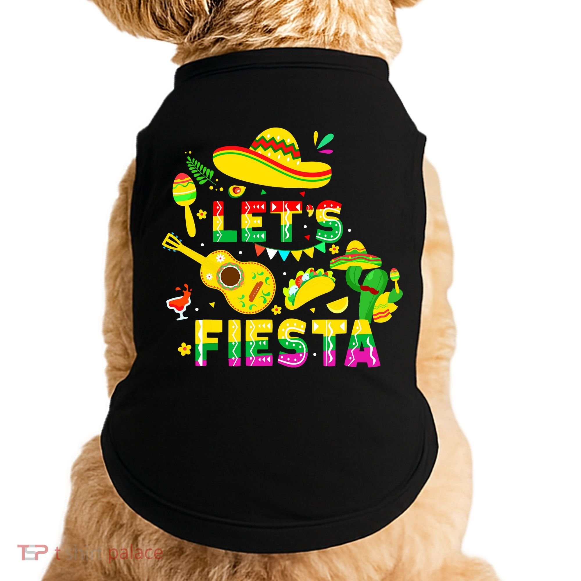 Funny Cinco De Mayo Mexican Guitar Cactus Lets Fiesta Doggie Tank