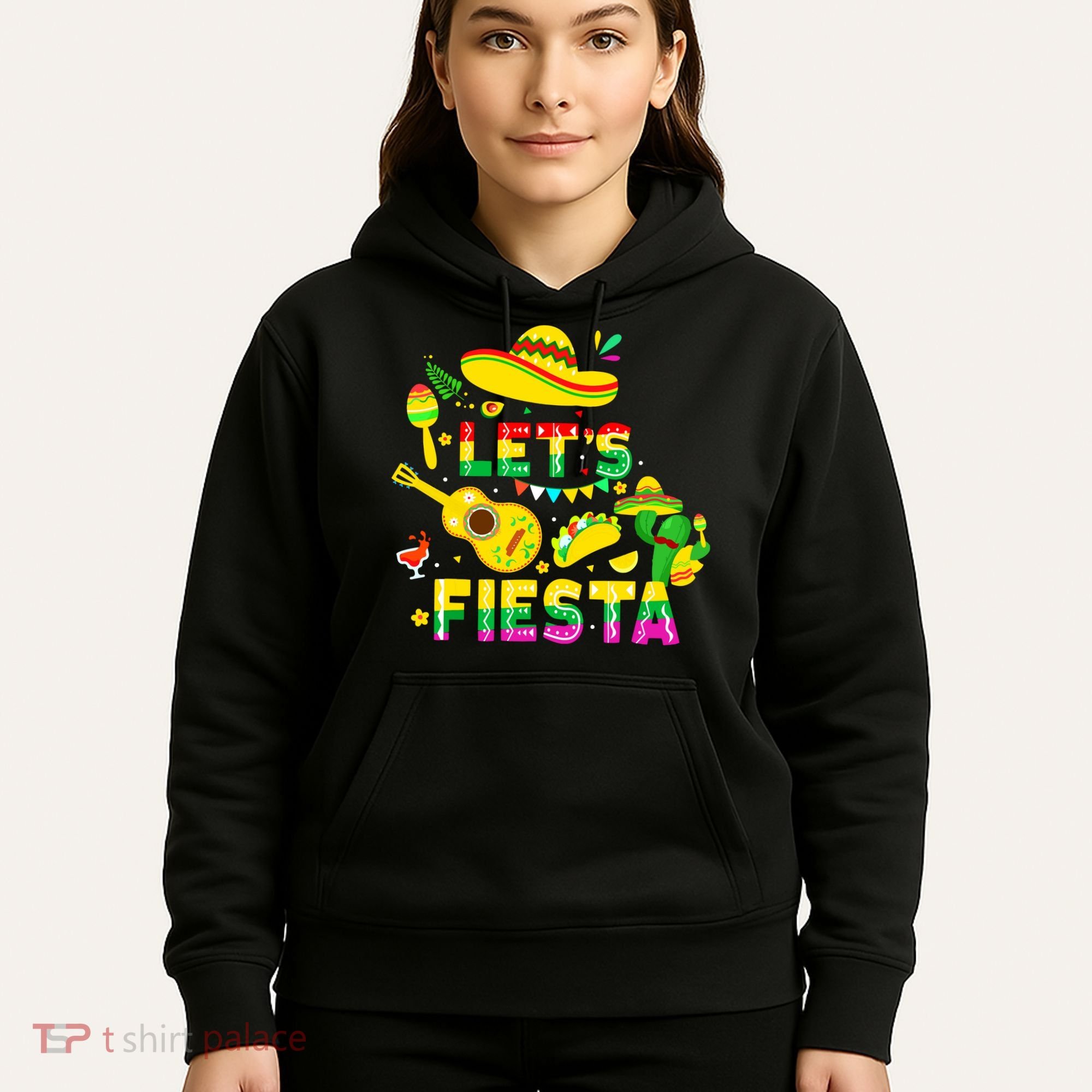 Funny Cinco De Mayo Mexican Guitar Cactus Lets Fiesta Hoodie