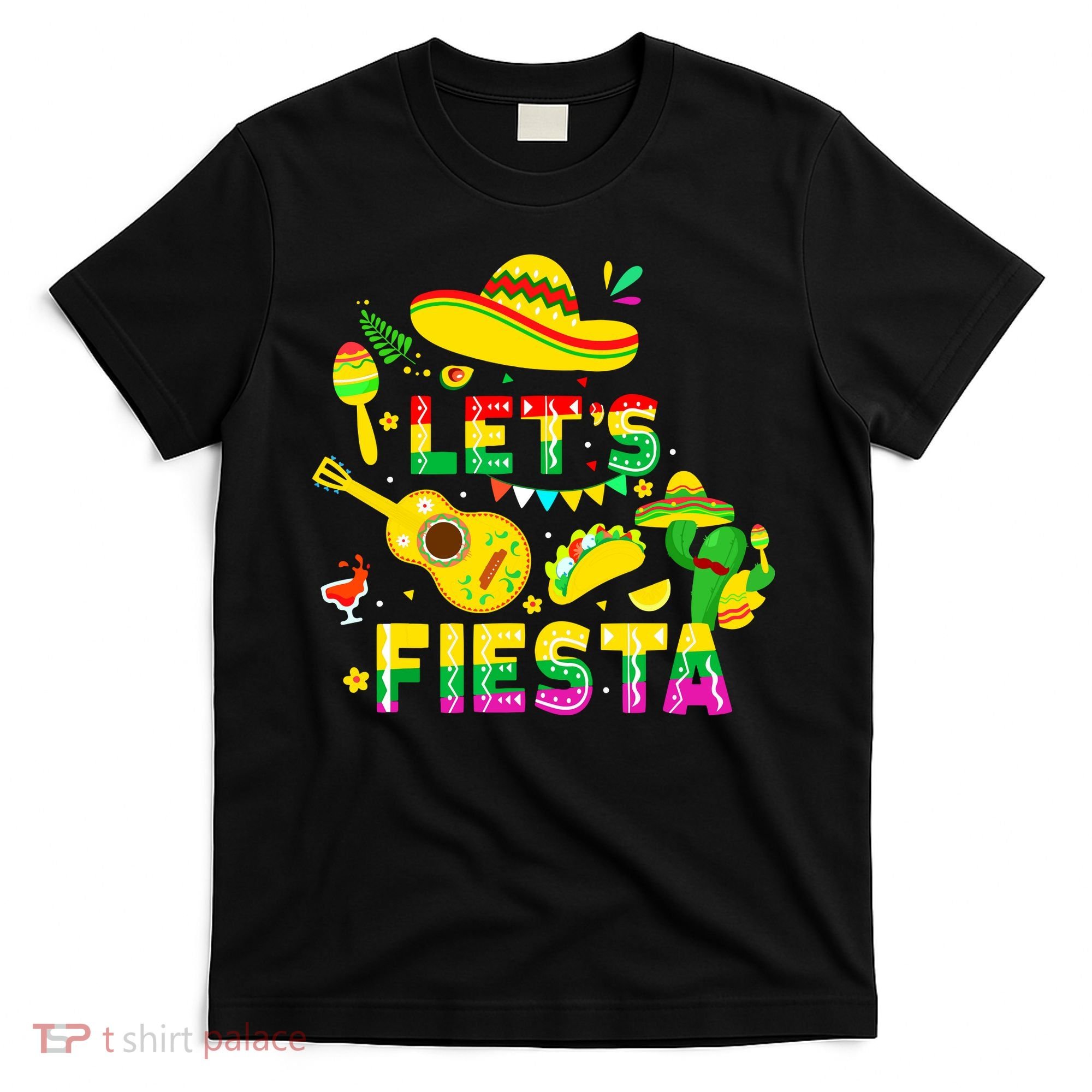 Funny Cinco De Mayo Mexican Guitar Cactus Lets Fiesta T-Shirt