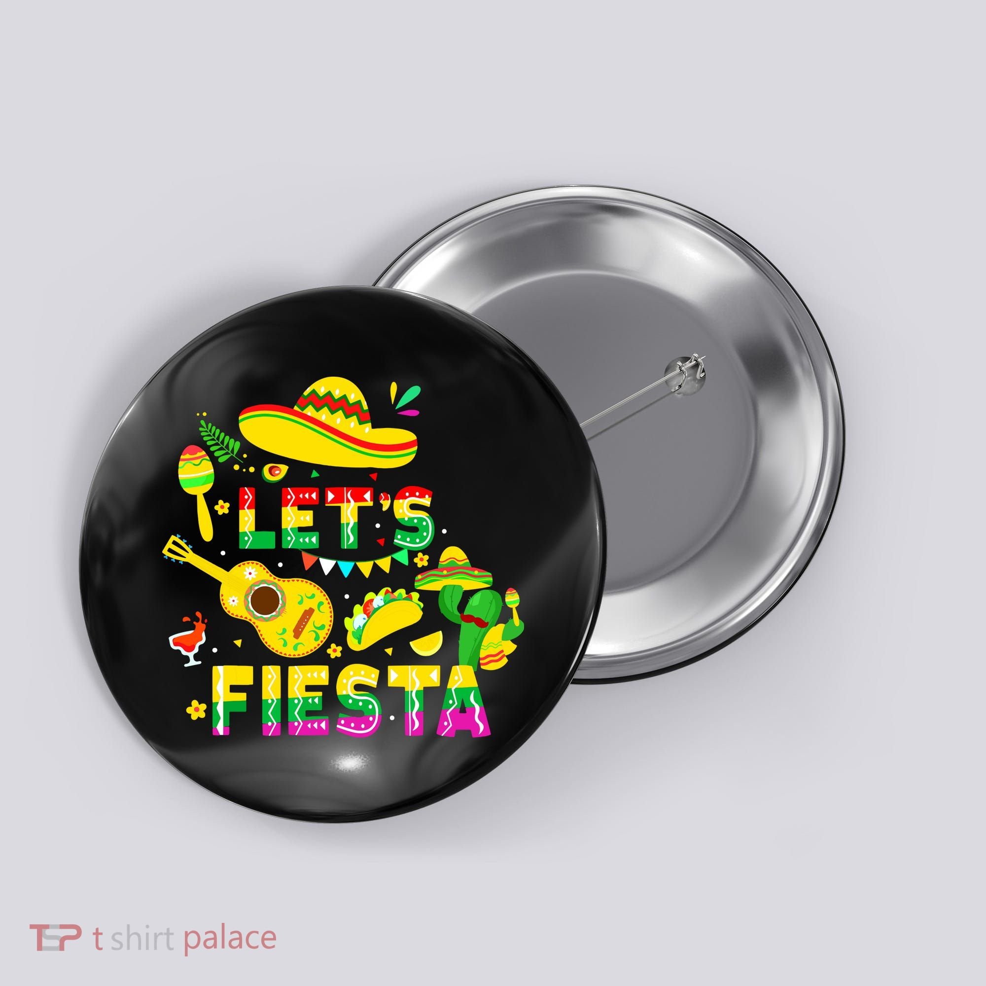 Funny Cinco De Mayo Mexican Guitar Cactus Lets Fiesta Button