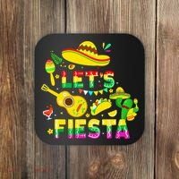 Funny Cinco De Mayo Mexican Guitar Cactus Lets Fiesta Coaster thumb 0