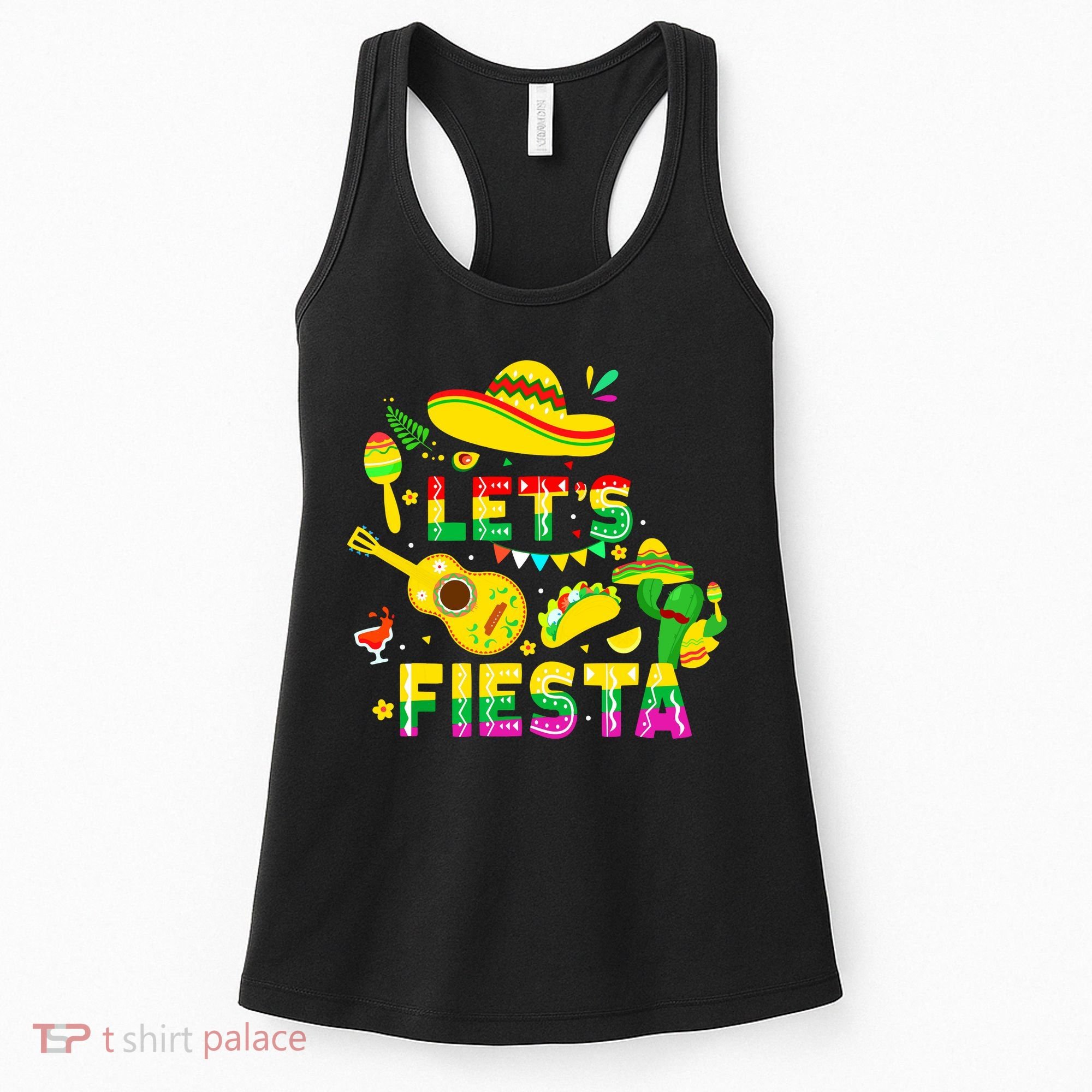 Funny Cinco De Mayo Mexican Guitar Cactus Lets Fiesta Women's Tank Top