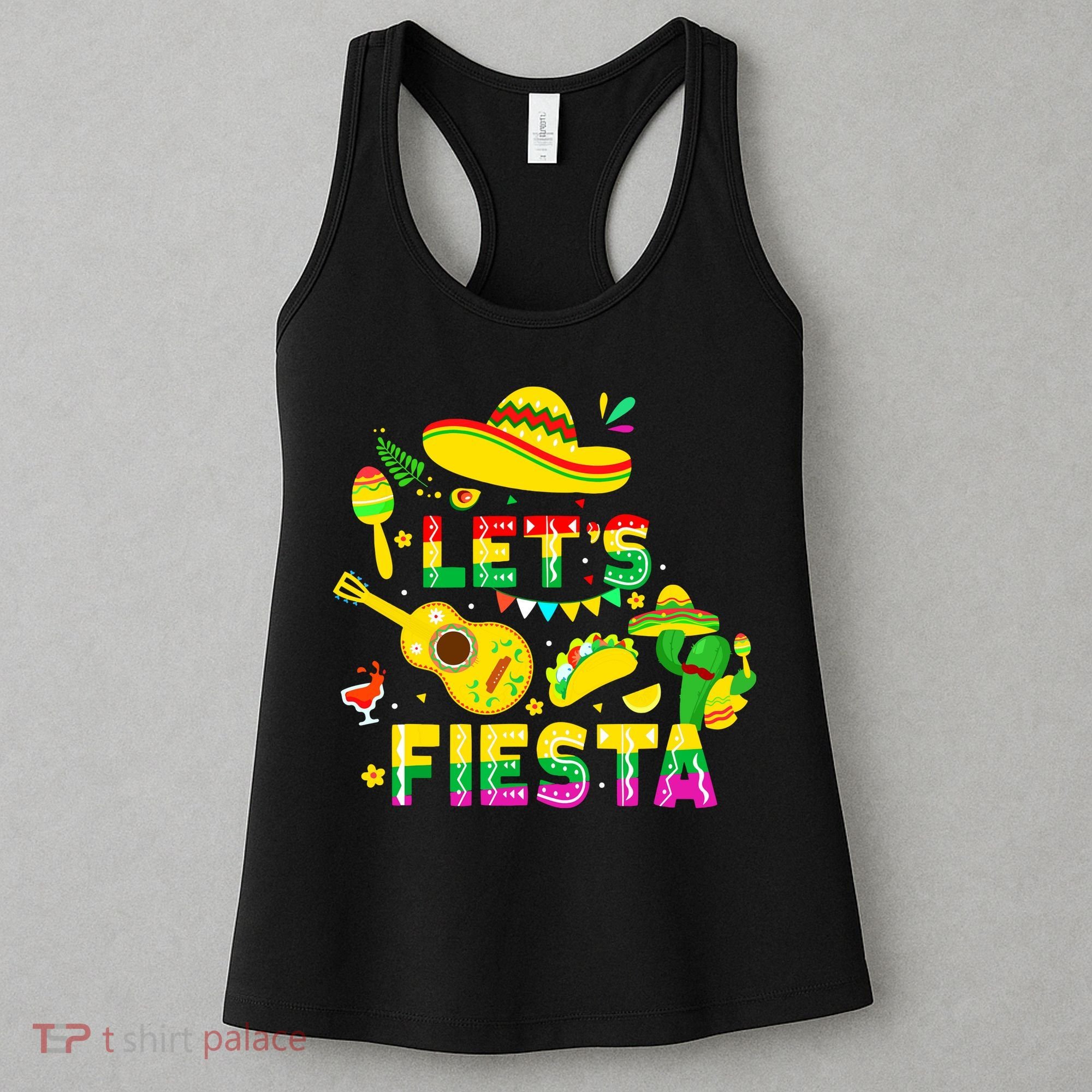 Funny Cinco De Mayo Mexican Guitar Cactus Lets Fiesta Women's Tank Top