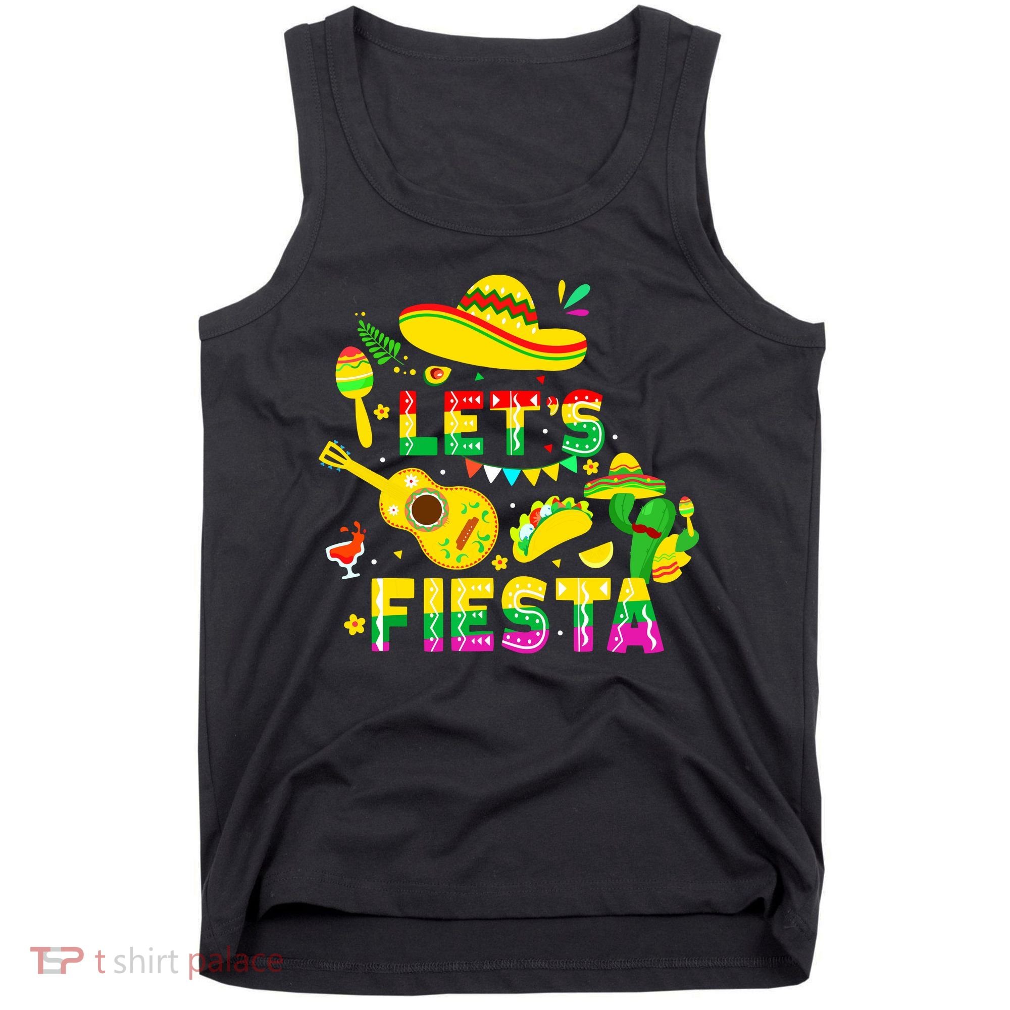Funny Cinco De Mayo Mexican Guitar Cactus Lets Fiesta Tank Top
