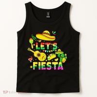 Funny Cinco De Mayo Mexican Guitar Cactus Lets Fiesta Tank Top thumb 2