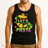 Funny Cinco De Mayo Mexican Guitar Cactus Lets Fiesta Tank Top thumb 3