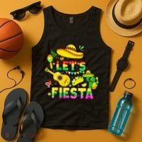Funny Cinco De Mayo Mexican Guitar Cactus Lets Fiesta Tank Top thumb 4