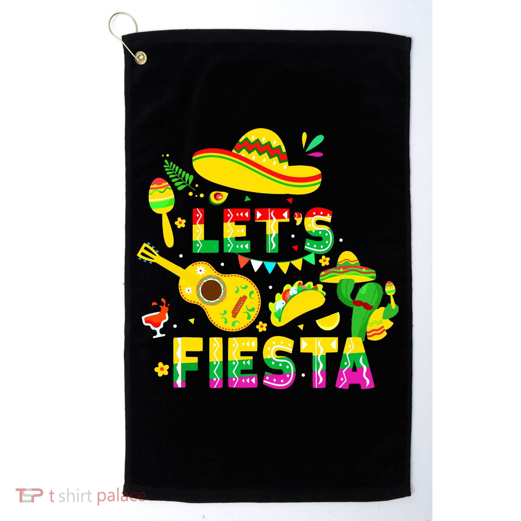Funny Cinco De Mayo Mexican Guitar Cactus Lets Fiesta Golf Towel