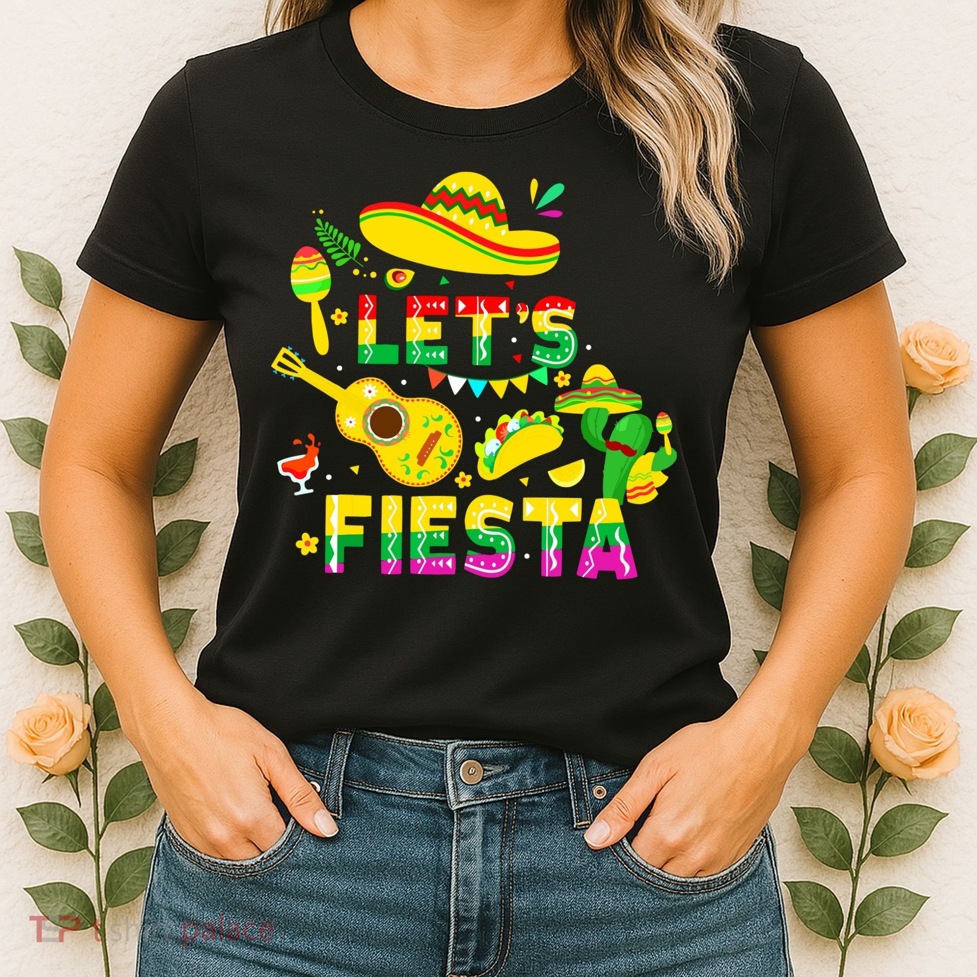 Funny Cinco De Mayo Mexican Guitar Cactus Lets Fiesta Women's T-Shirt