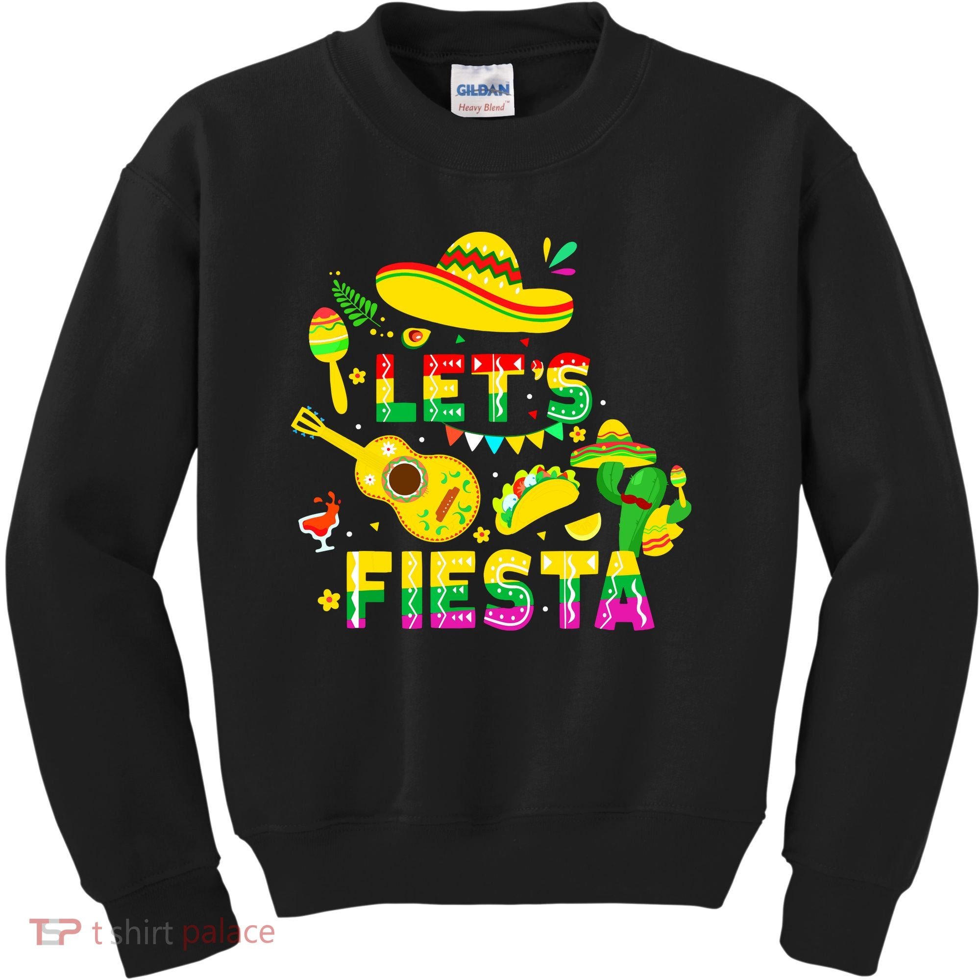 Funny Cinco De Mayo Mexican Guitar Cactus Lets Fiesta Kids Sweatshirt
