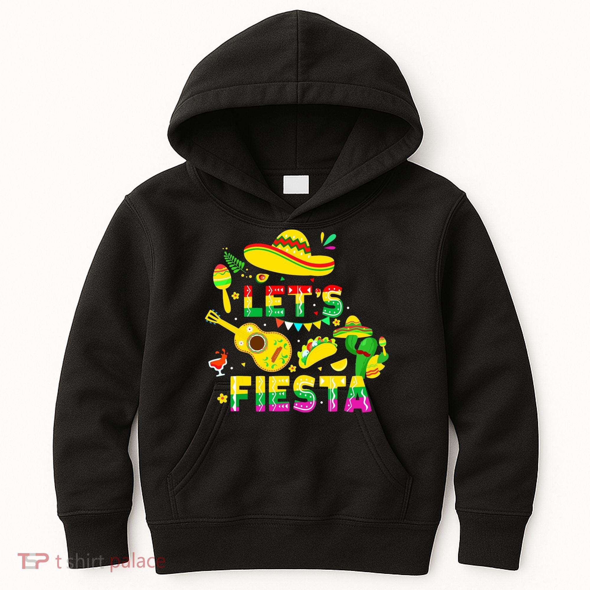 Funny Cinco De Mayo Mexican Guitar Cactus Lets Fiesta Kids Hoodie