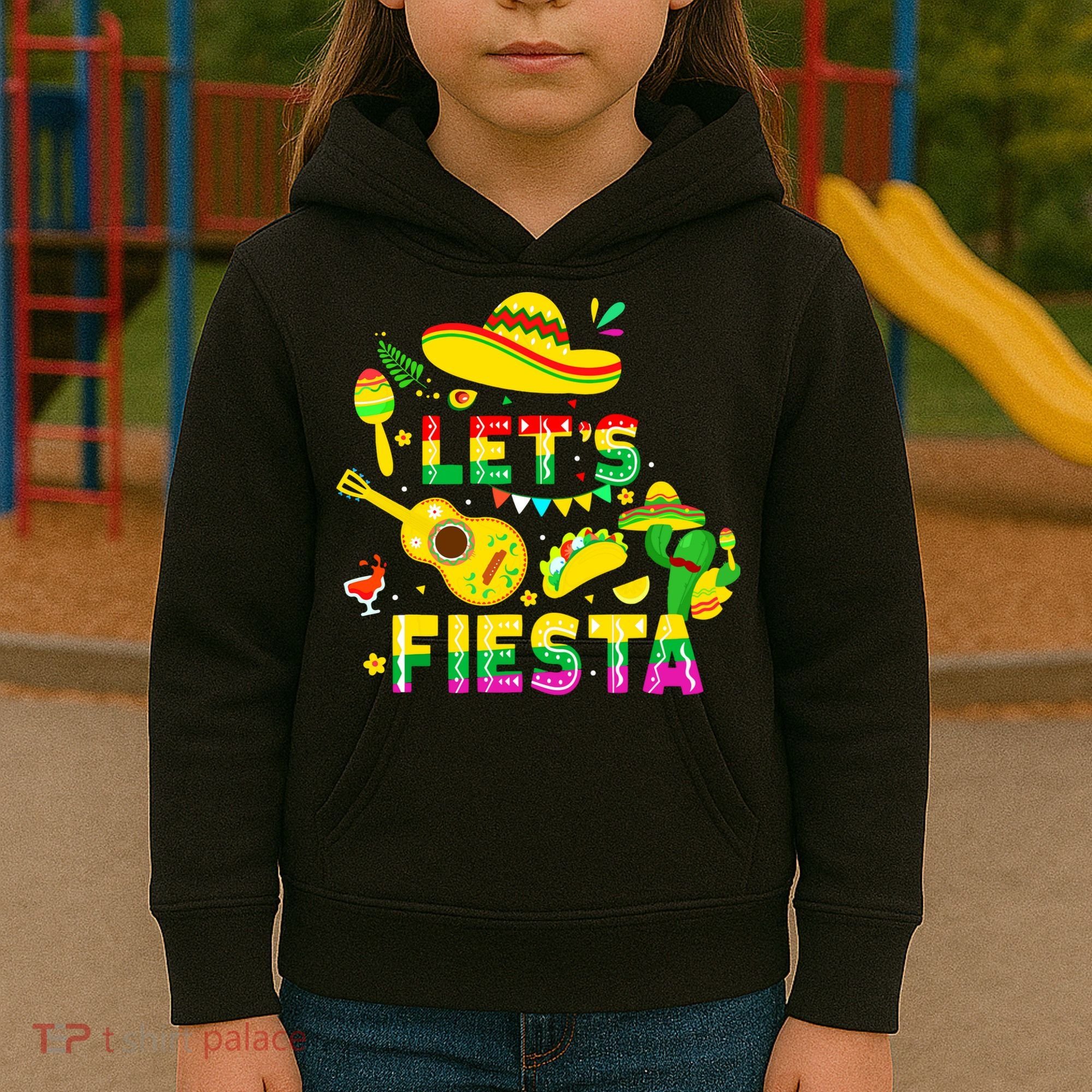 Funny Cinco De Mayo Mexican Guitar Cactus Lets Fiesta Kids Hoodie