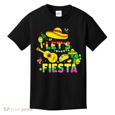 Funny Cinco De Mayo Mexican Guitar Cactus Lets Fiesta Kids T-Shirt