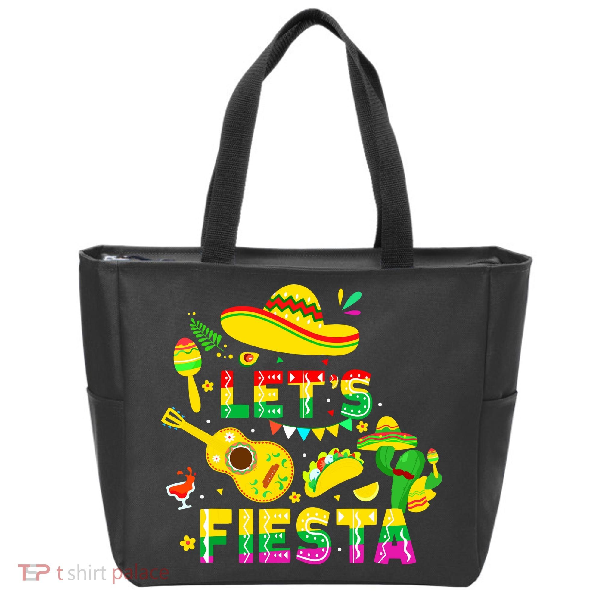 Funny Cinco De Mayo Mexican Guitar Cactus Lets Fiesta Tote Bag