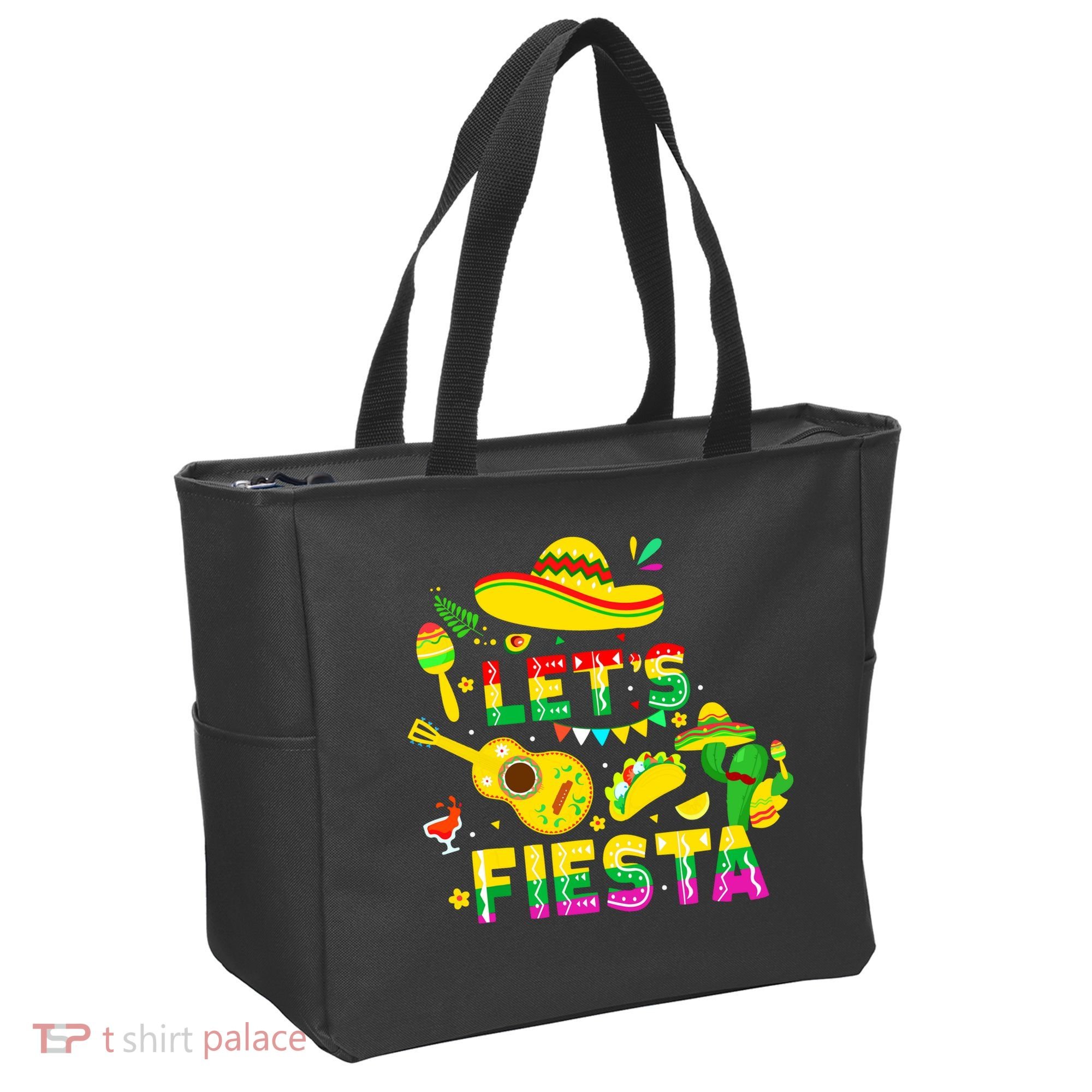Funny Cinco De Mayo Mexican Guitar Cactus Lets Fiesta Tote Bag