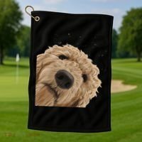 Funny Curious Dog Labradoodle Golf Towel thumb 1