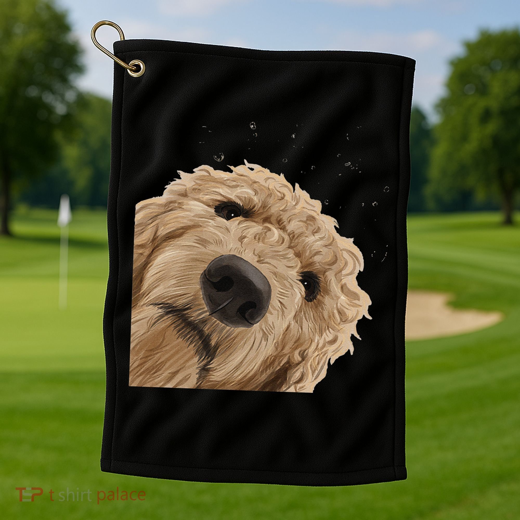 Funny Curious Dog Labradoodle Golf Towel