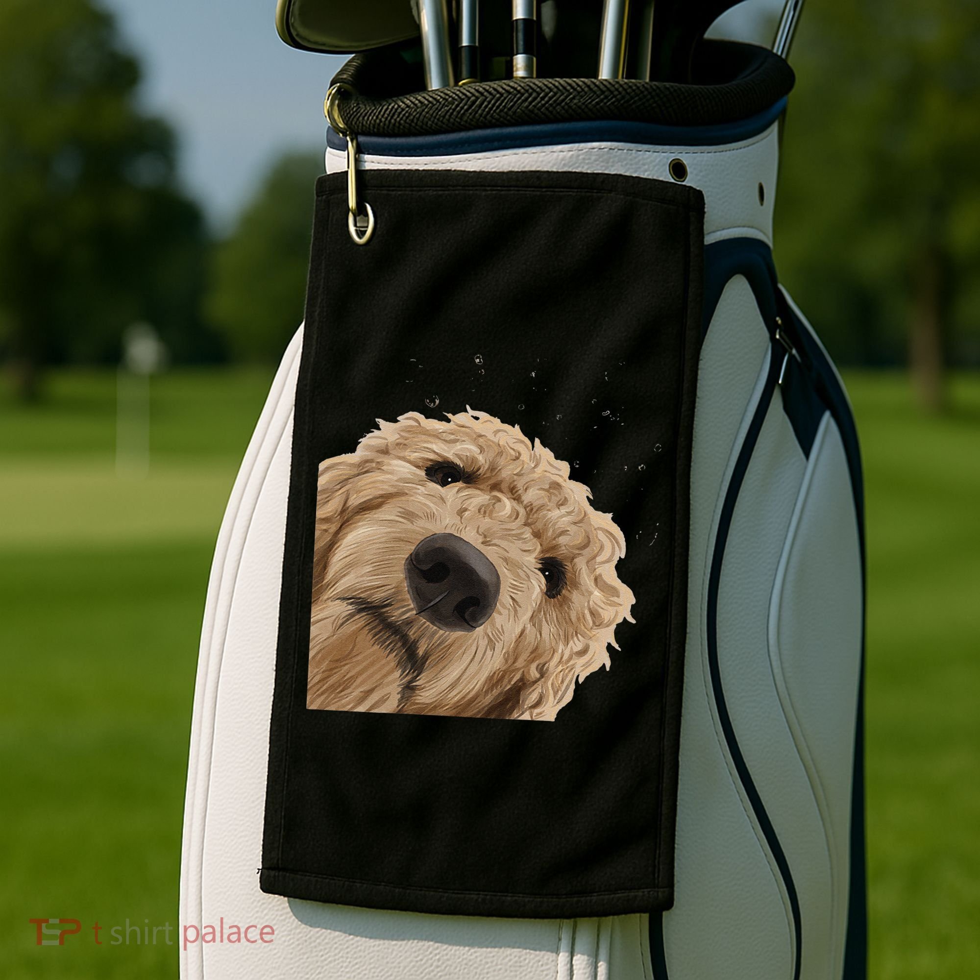 Funny Curious Dog Labradoodle Golf Towel