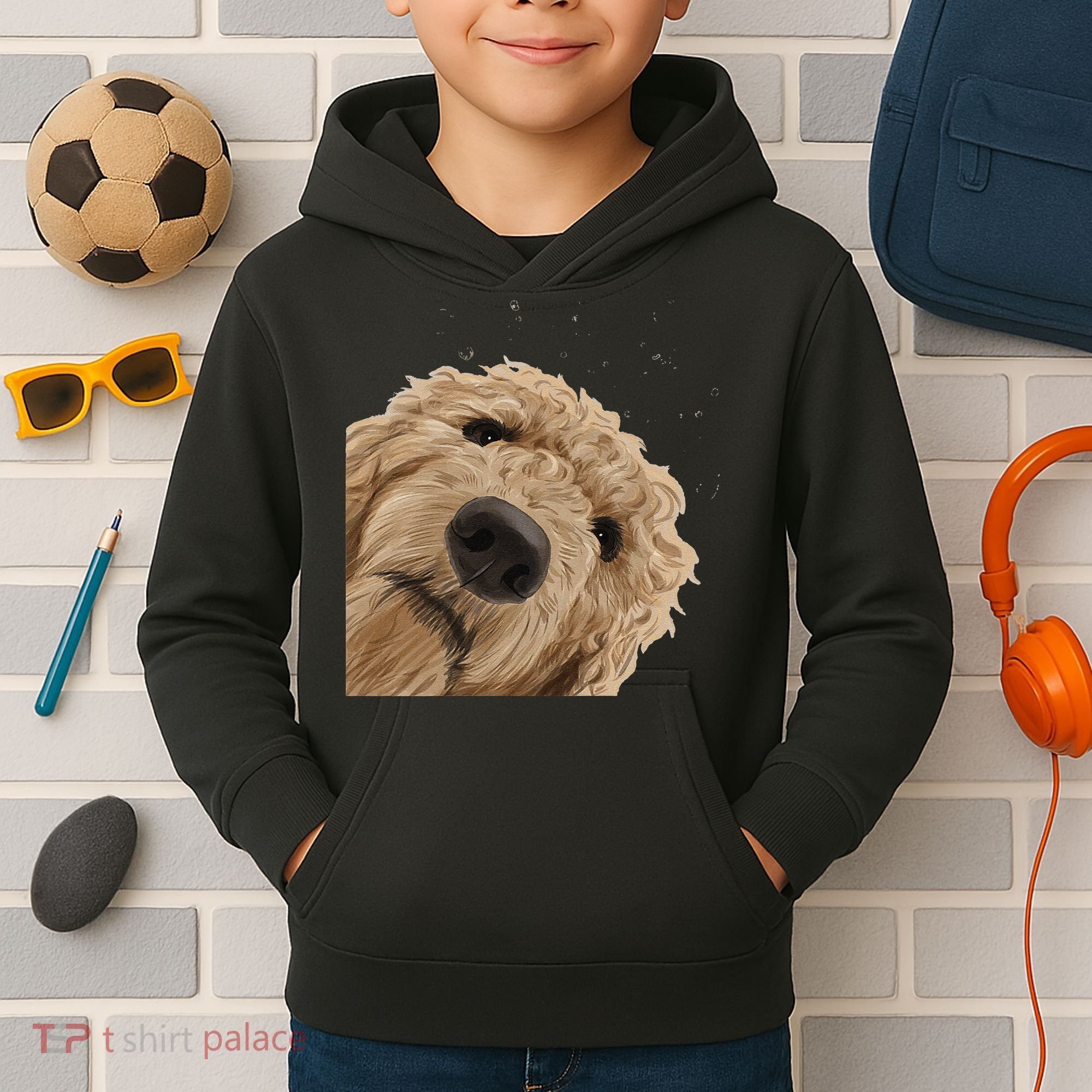 Funny Curious Dog Labradoodle Kids Hoodie