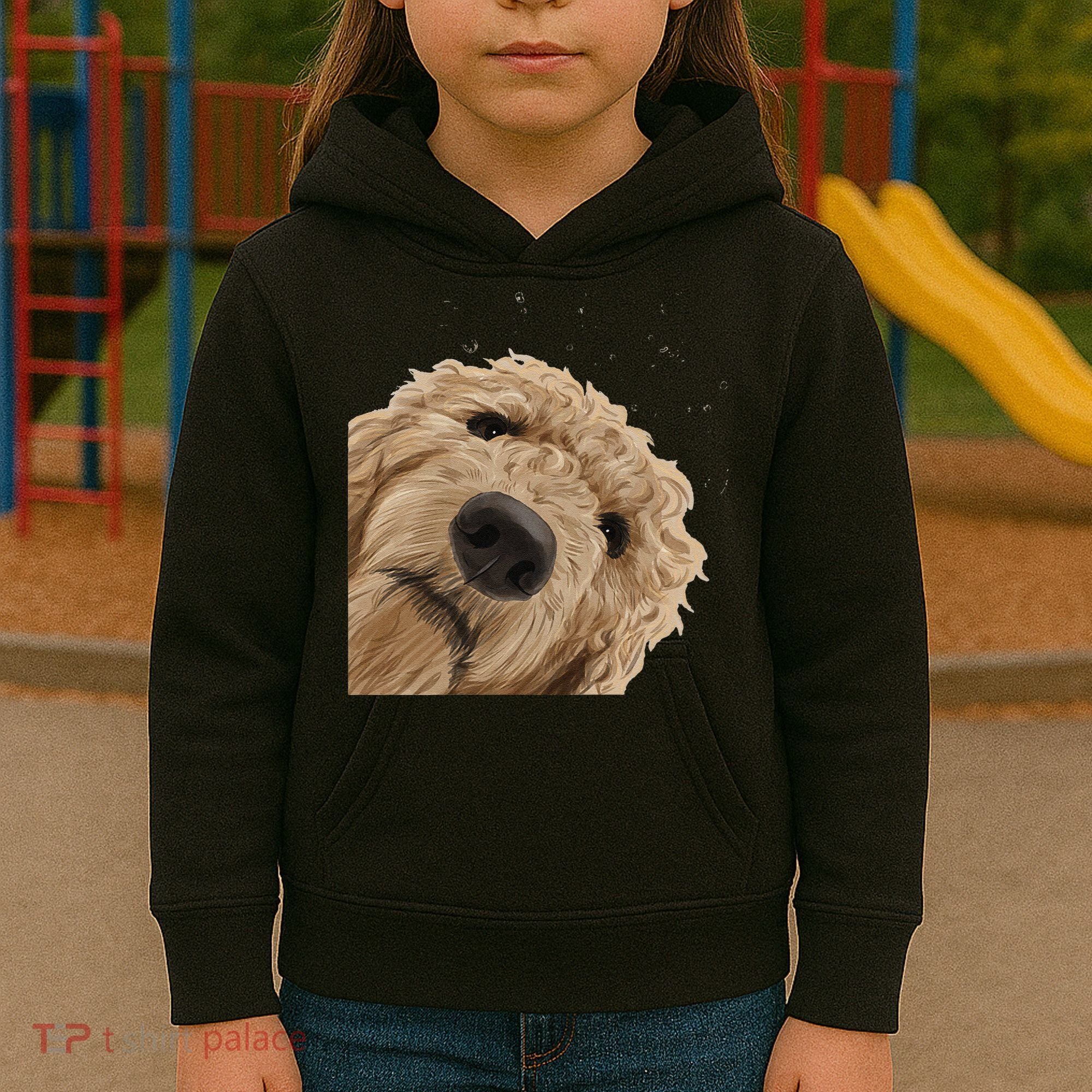 Funny Curious Dog Labradoodle Kids Hoodie