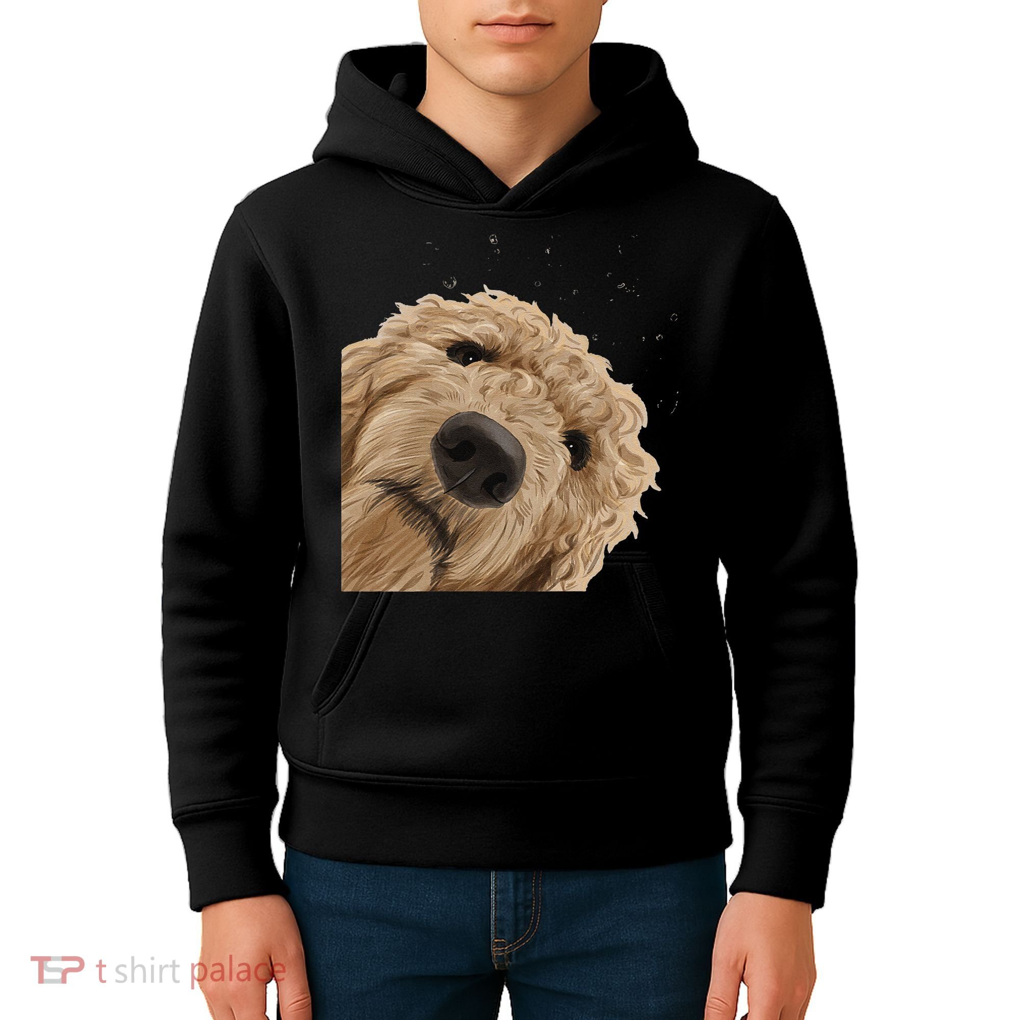 Funny Curious Dog Labradoodle Kids Hoodie
