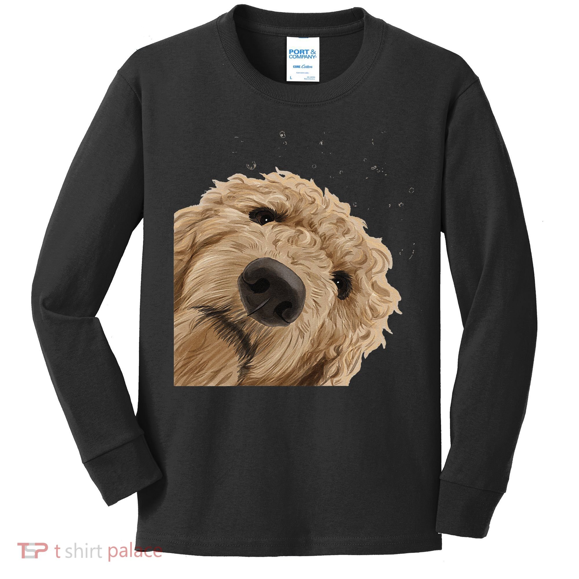 Funny Curious Dog Labradoodle Kids Long Sleeve Shirt