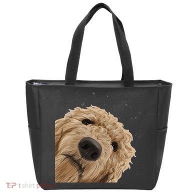 Funny Curious Dog Labradoodle Tote Bag