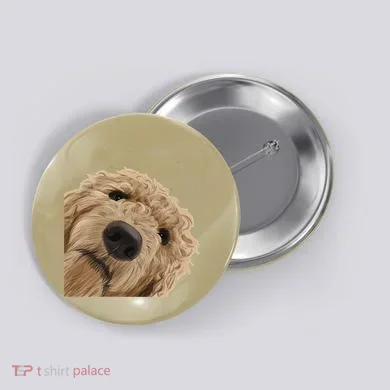 Funny Curious Dog Labradoodle Button