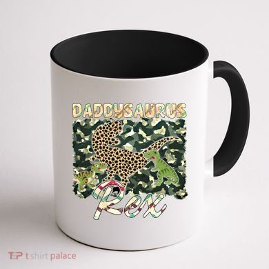 Funny Camo Daddysaurus Rex Gift Coffee Mug back