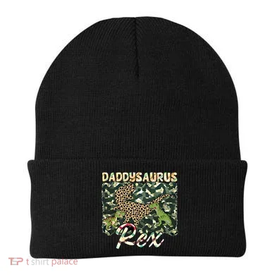 Funny Camo Daddysaurus Rex Gift Beanie