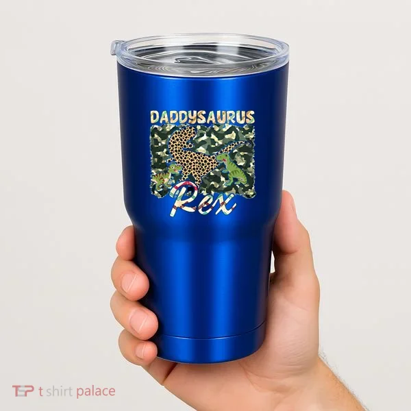 Funny Camo Daddysaurus Rex Gift Tumbler
