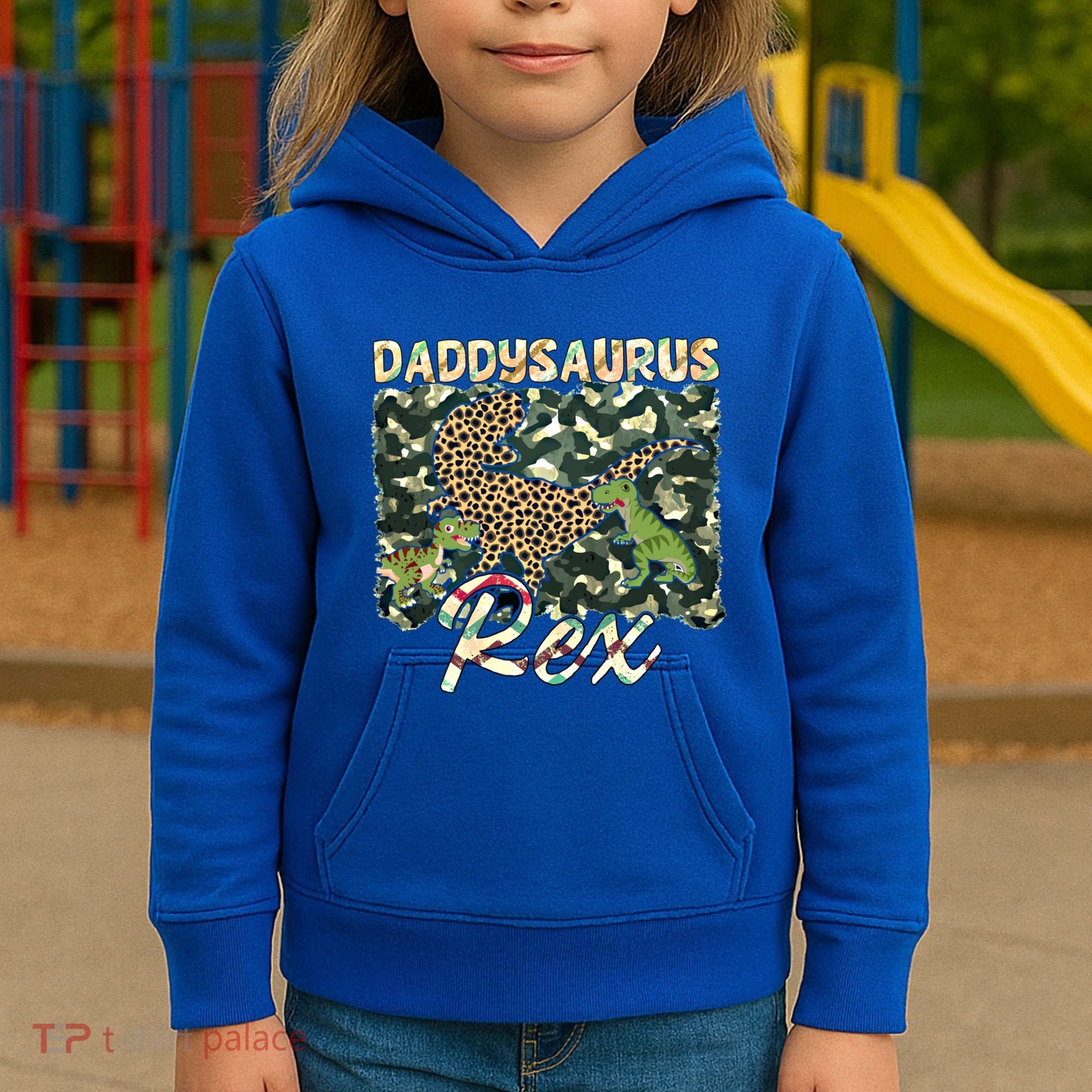 Funny Camo Daddysaurus Rex Gift Kids Hoodie