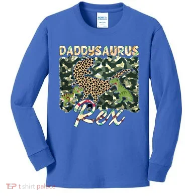 Funny Camo Daddysaurus Rex Gift Kids Long Sleeve Shirt