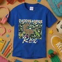 Funny Camo Daddysaurus Rex Gift Kids T-Shirt thumb 3