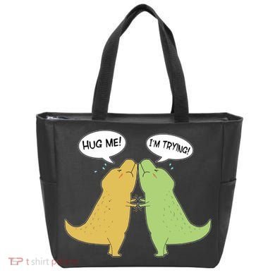 Funny Cute Dinosaur Trex Hug Me I'm Trying Tote Bag