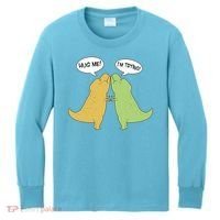 Funny Cute Dinosaur Trex Hug Me I'm Trying Kids Long Sleeve Shirt thumb 0