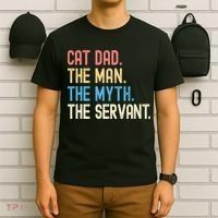 Funny Cat Dad Fathers Day Vintage Ever Cat Lover Daddy Retro T-Shirt thumb 6