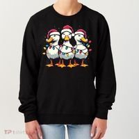Funny Christmas Ducks Wearing Xmas Hat Light Duck Lover Farm Women's Sweatshirt thumb 0
