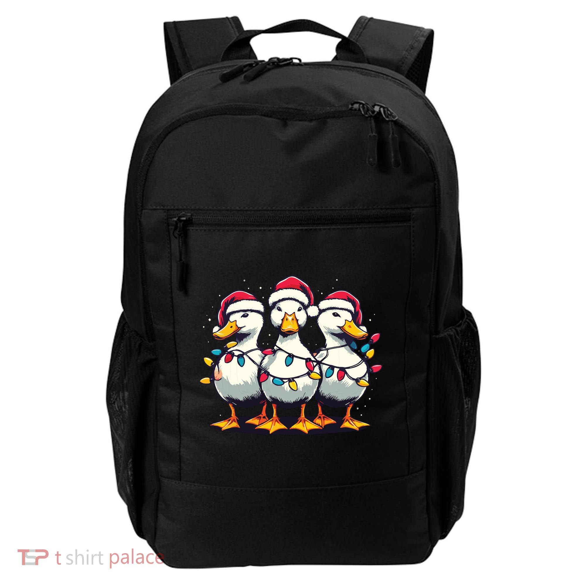 Funny Christmas Ducks Wearing Xmas Hat Light Duck Lover Farm Backpack