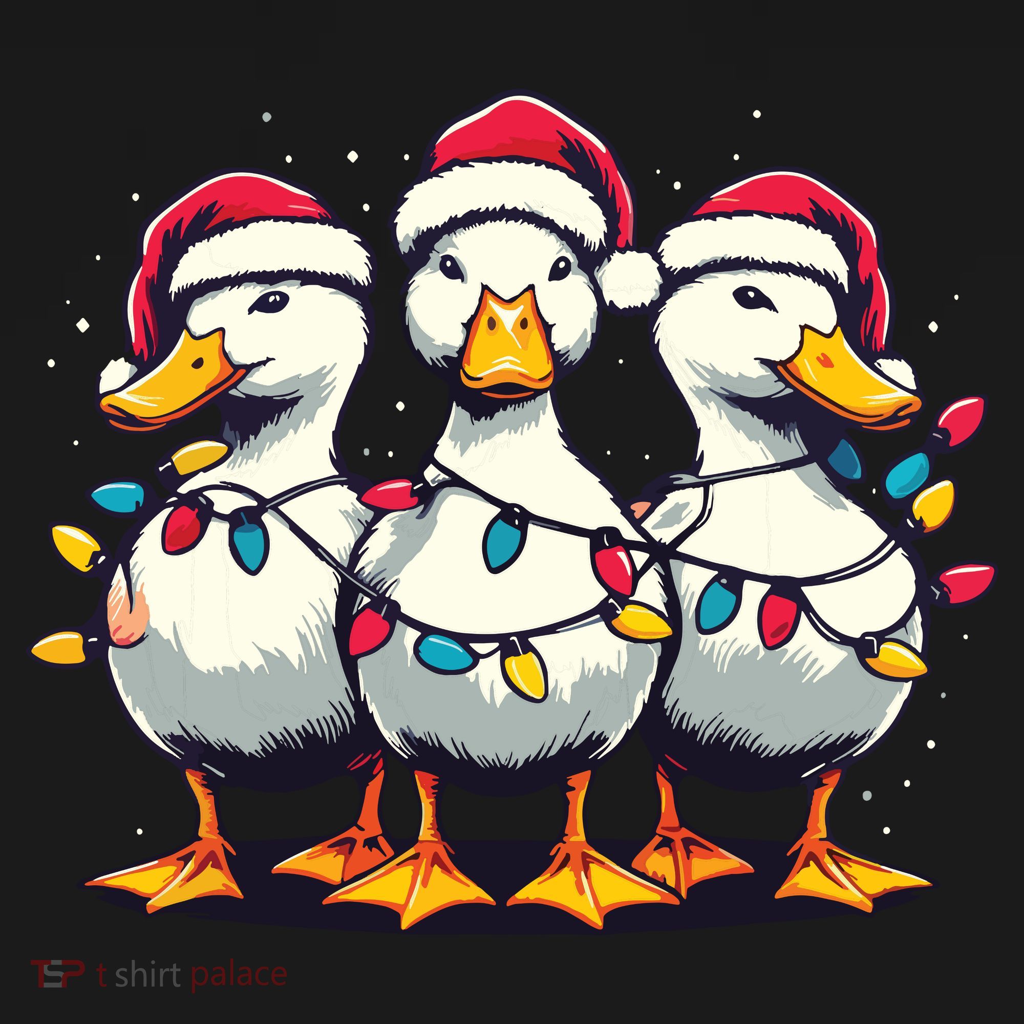 Funny Christmas Ducks Wearing Xmas Hat Light Duck Lover Farm Coaster