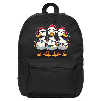 Funny Christmas Ducks Wearing Xmas Hat Light Duck Lover Farm 16 in Basic Backpack