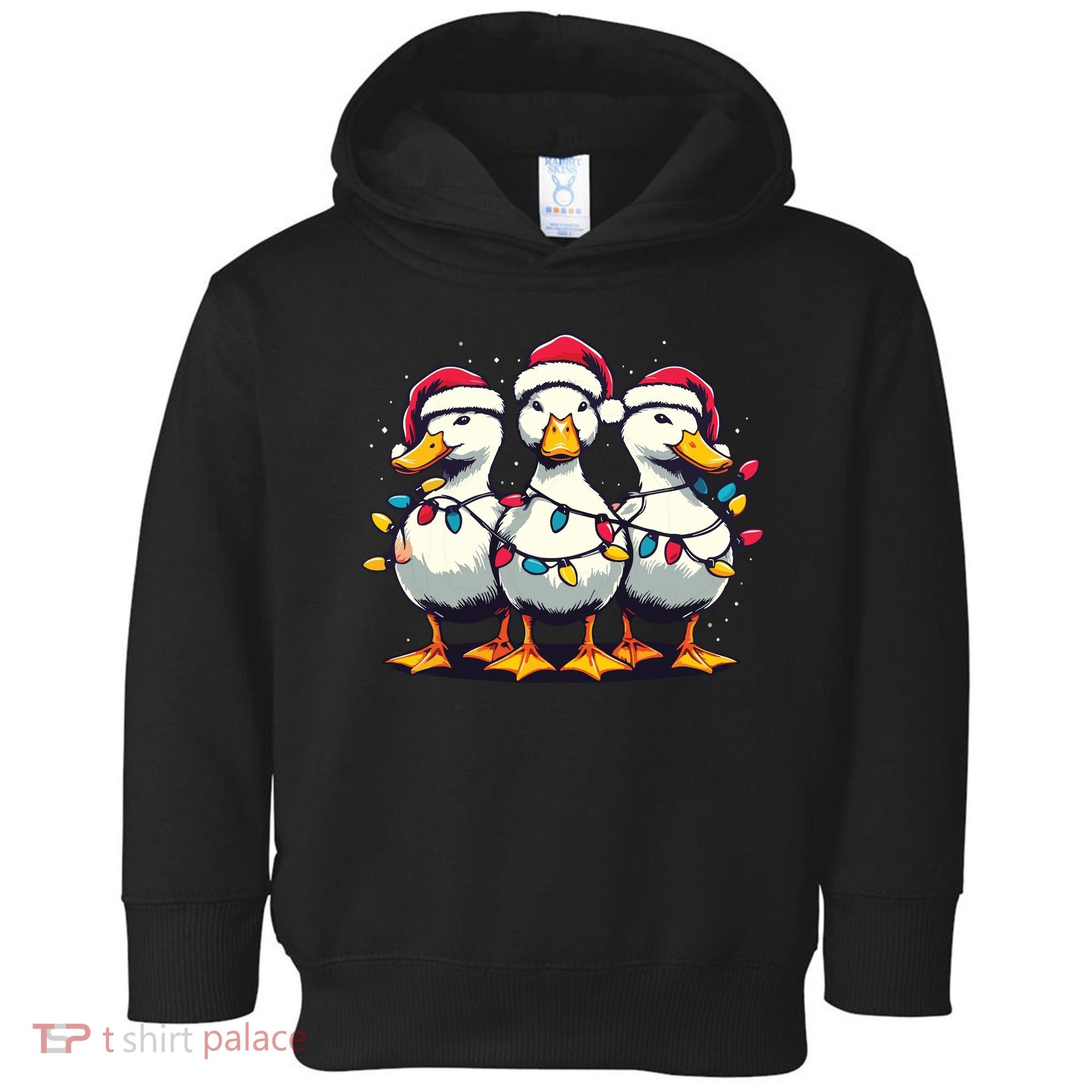 Funny Christmas Ducks Wearing Xmas Hat Light Duck Lover Farm Toddler Hoodie