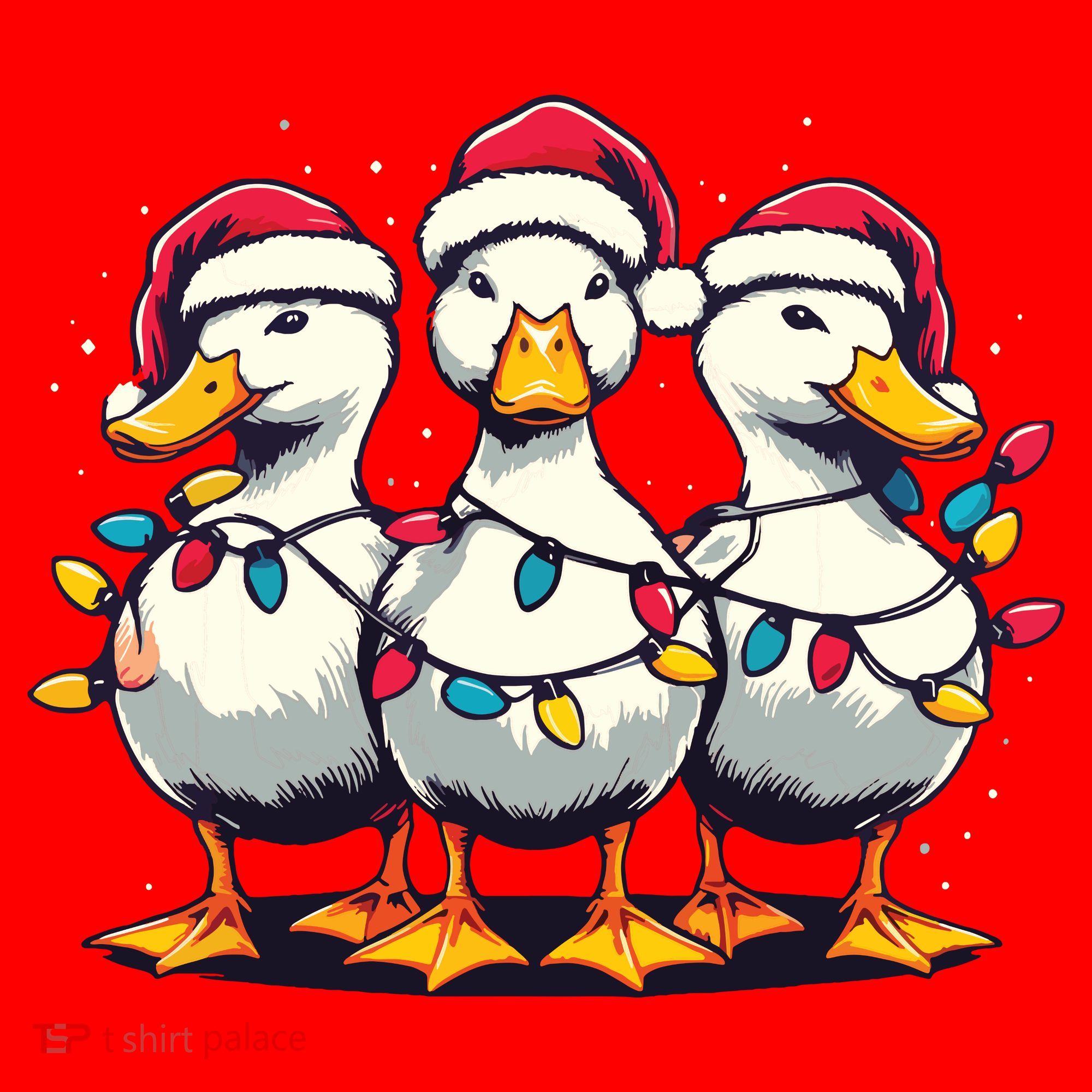 Funny Christmas Ducks Wearing Xmas Hat Light Duck Lover Farm Santa Hat