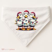 Funny Christmas Ducks Wearing Xmas Hat Light Duck Lover Farm USA-Made Doggie Bandana thumb 0