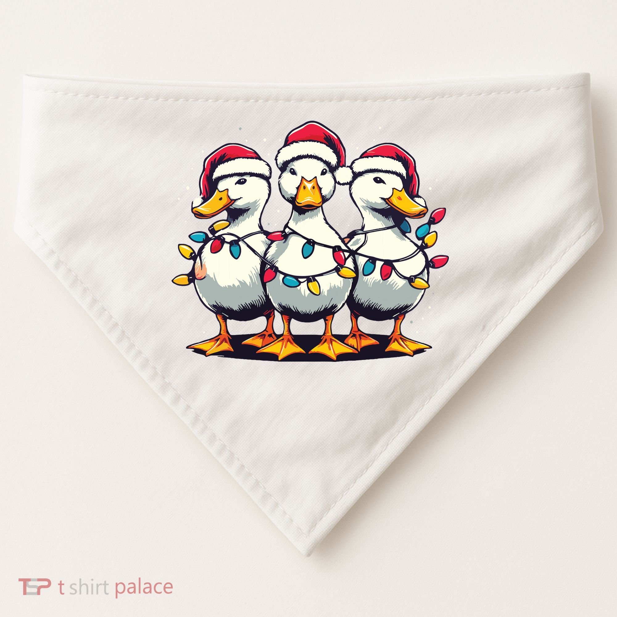 Funny Christmas Ducks Wearing Xmas Hat Light Duck Lover Farm USA-Made Doggie Bandana