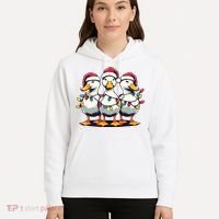 Funny Christmas Ducks Wearing Xmas Hat Light Duck Lover Farm Hoodie thumb 5